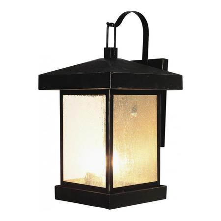 Three Light Weathered Bronze Amber Seeded Glass Wall Lantern -  TRANS GLOBE, 45642 WB